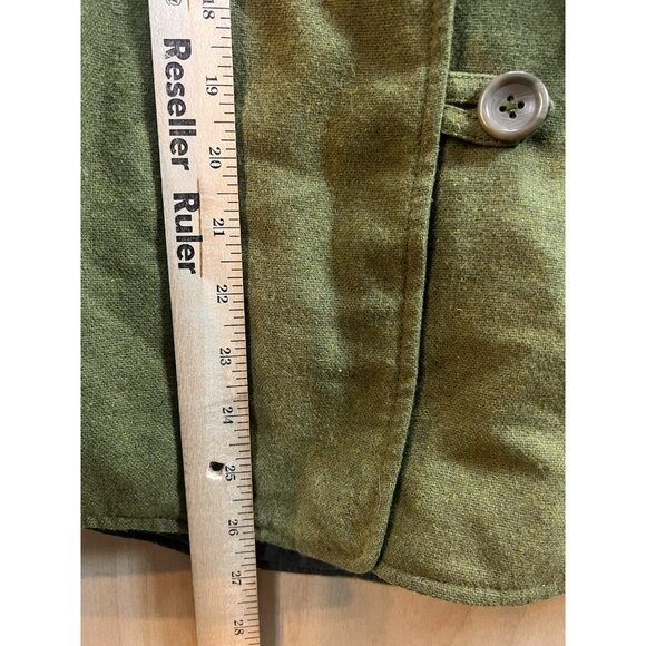 Patagonia Merino Wool Blend Hooded Jacket Reversible Green Gray Quilted Size M - Picture 7 of 16